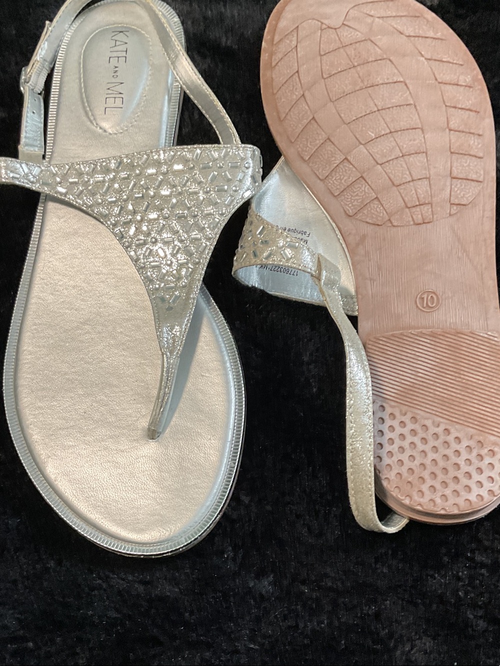 Kate and Mel Silver Embellished Thong Sandals - Women